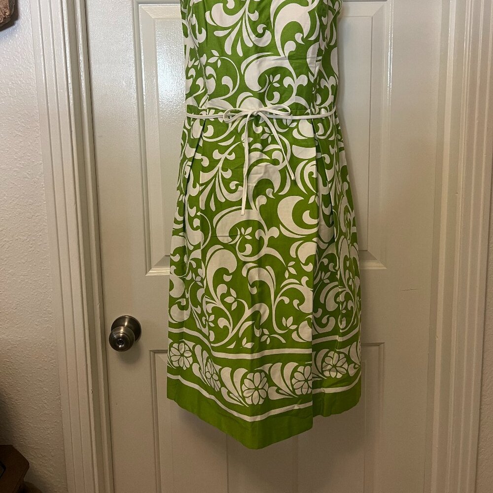 Retro Pattern Green & White Dress - Picture 7 of 7